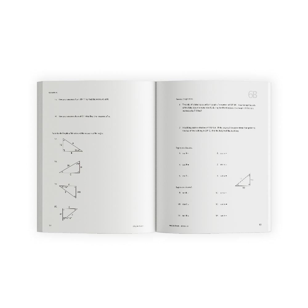 PreCalculus Student Workbook and Tests